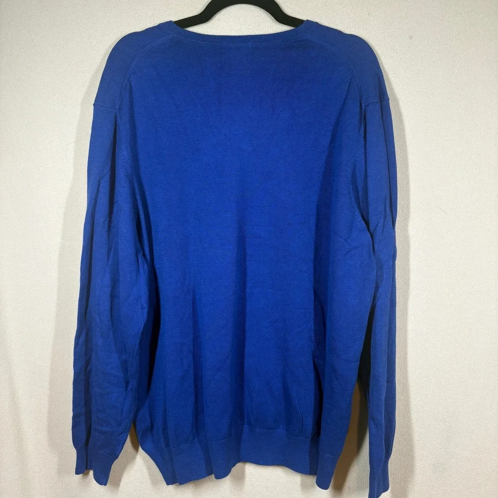NOS Antigua Kansas Jayhawks KU V-Neck‎ Lightweight Sweater Mens XL Blue College